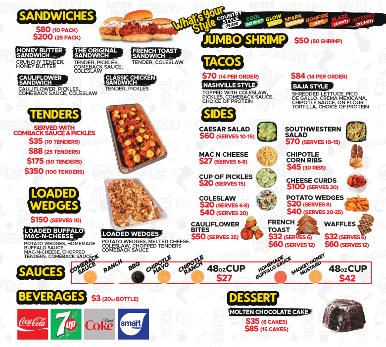 The Red Chickz Catering Menu